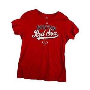 Boston Red Sox Majestic T-Shirt 2XL Red MLB Baseball Team Logo Cotton